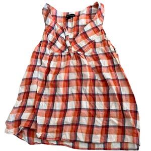Orange Plaid Sleeveless Top - MODA international